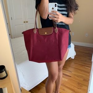 Longchamp Large Le Pliage Maroon / Burgundy
